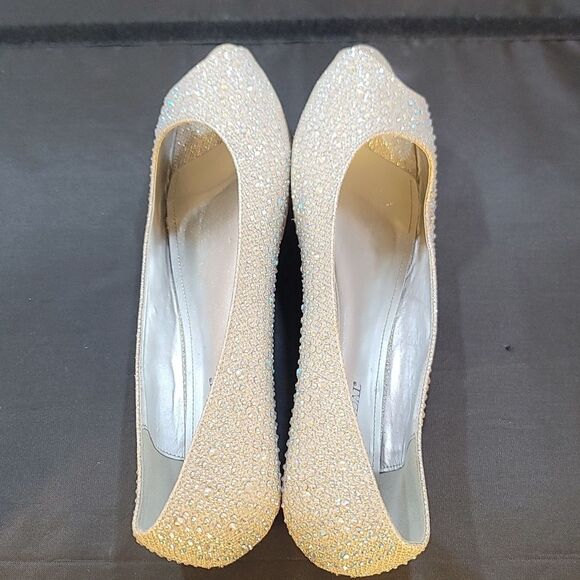 DAVID BRIDAL LOW WEDGE PEEP-TOES WITH CRYSTALS  WOMEN'S SHOE - Picture 11 of 16